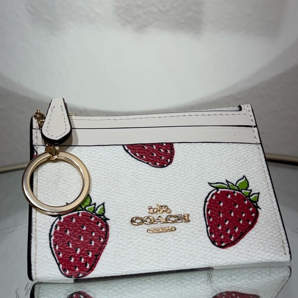 Coach Mini ID Card Case With Strawberry Print - Picture 1 of 3